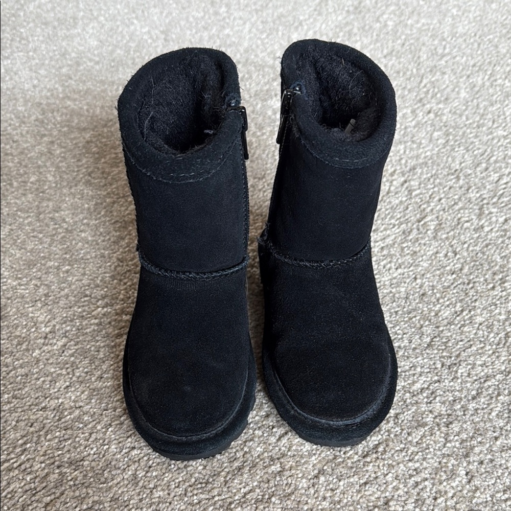 Black suede outer, wool lined Bearpaw Boots